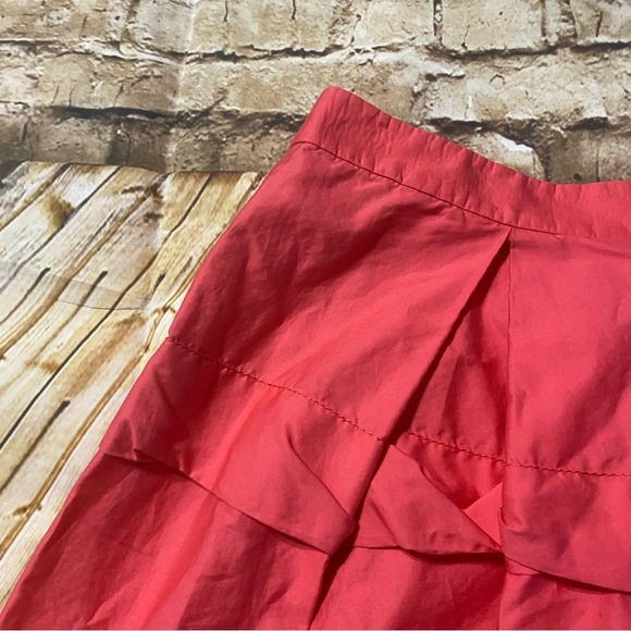J Crew Coral Pink Cotton Tiered Ruffle Side Zip Skirt - Picture 2 of 5